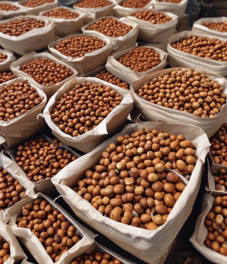 A cardboard container holds a serving of food, including cooked potatoes with herbs, slices of pickles, a dollop of creamy sauce, and a portion of red cabbage. The food is being held by a hand.