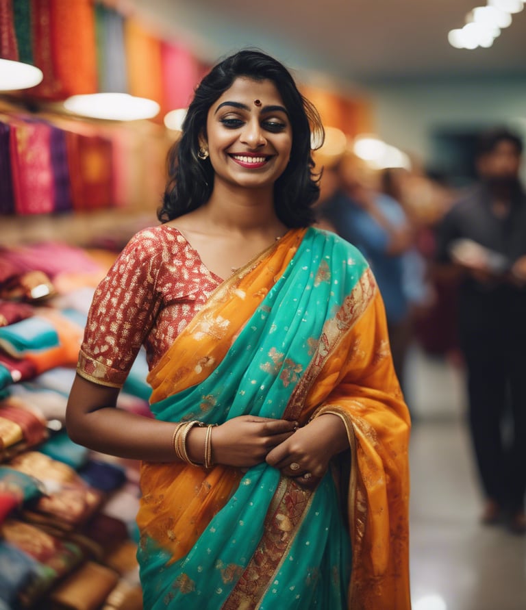 A precious customer giving her honest review on the saree