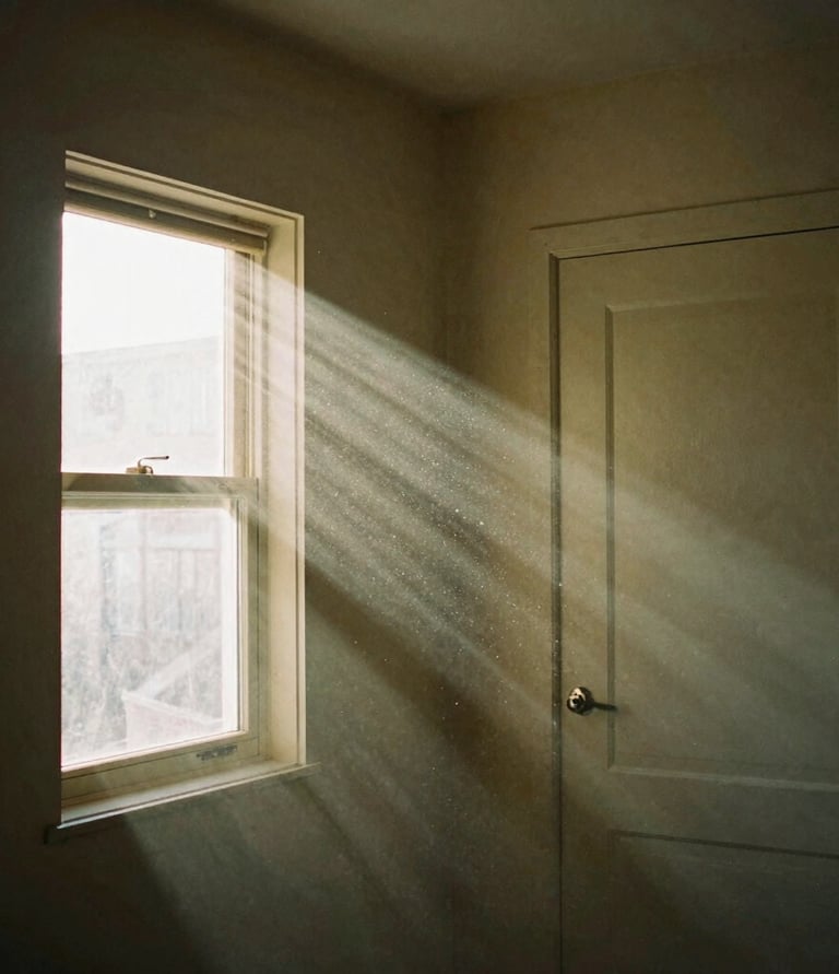 Natural sunlight streaming through a window showing potentially harmful indoor air toxins