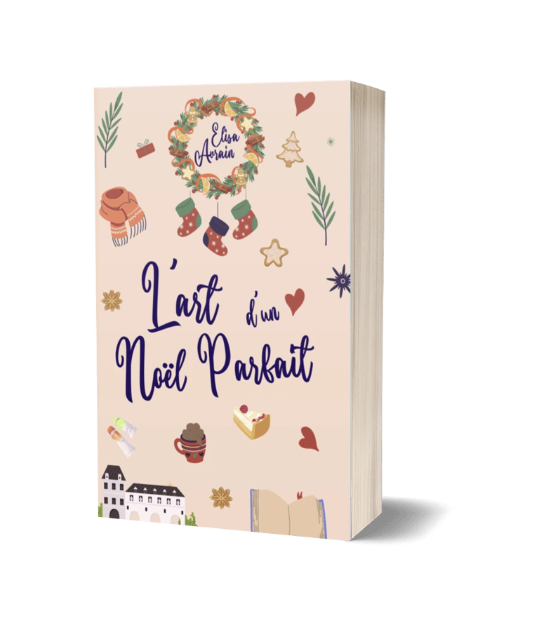 Mockup roman broché - L'Art d'un Noël parfait, ma romance de Noël d'Elisa Avrain.