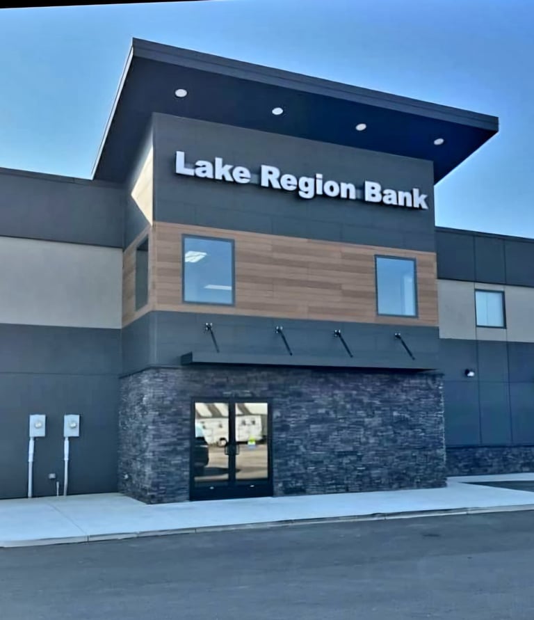 local construction project on lake region bank