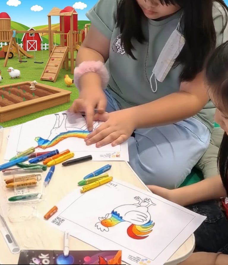 Children coloring paper templates for digital interactive drawing activation in Jakarta