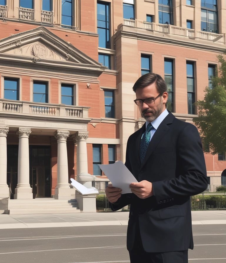 Legal professional process server preparing to file affidavits with the court
