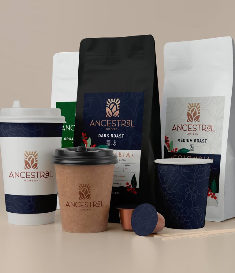 Bags of Ancestral Coffees’ Colombian specialty coffee — ethically sourced and freshly roasted