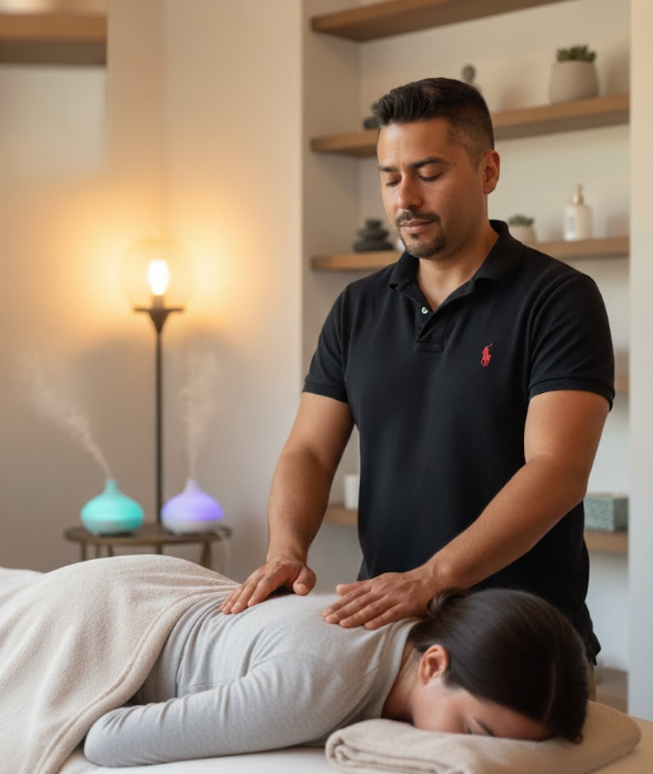 Suraj performing Reiki