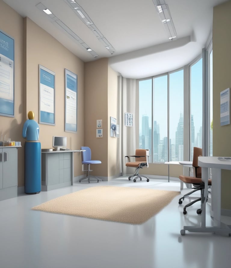 An abstract representation of digital technology and healthcare integration, showcasing innovation and progress.