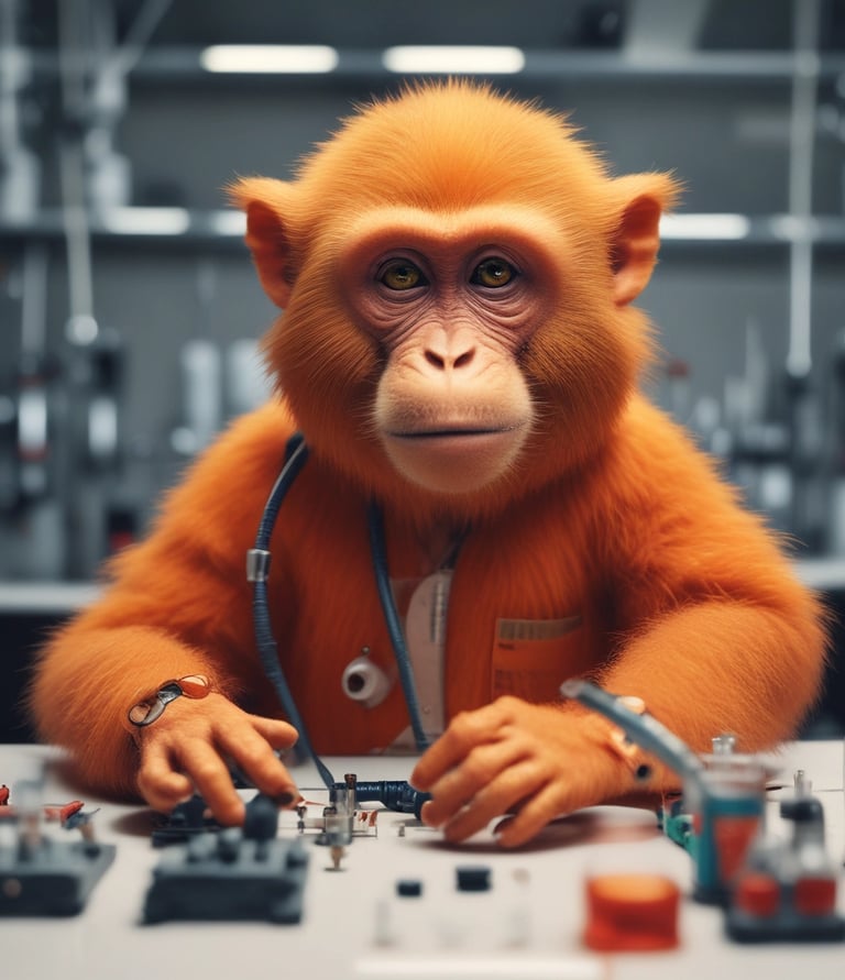 A laboratory setup featuring various networking and testing equipment on a table. A computer monitor displaying test results with a 'Pass' message is prominently positioned. Multiple cables in orange and blue are connected to devices labeled 'Optical Phase Modulation Meter' and 'Test Station'. The environment appears clean and organized, suggesting a professional or industrial setting.