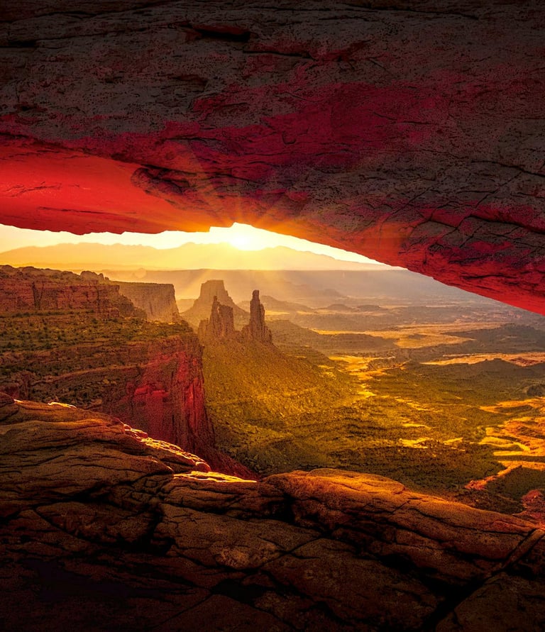 a view of a sunset over a canyon