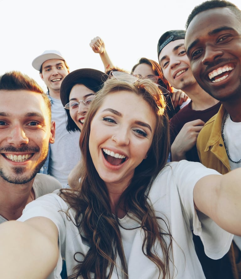 Happy people smiling.