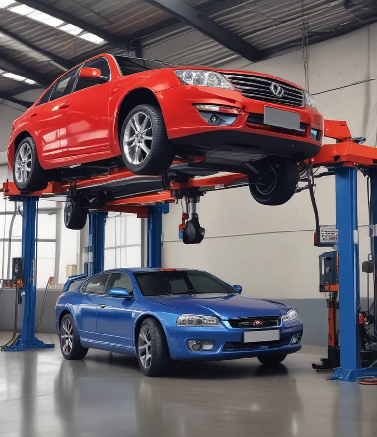 A display of auto parts arranged neatly in an auto center.