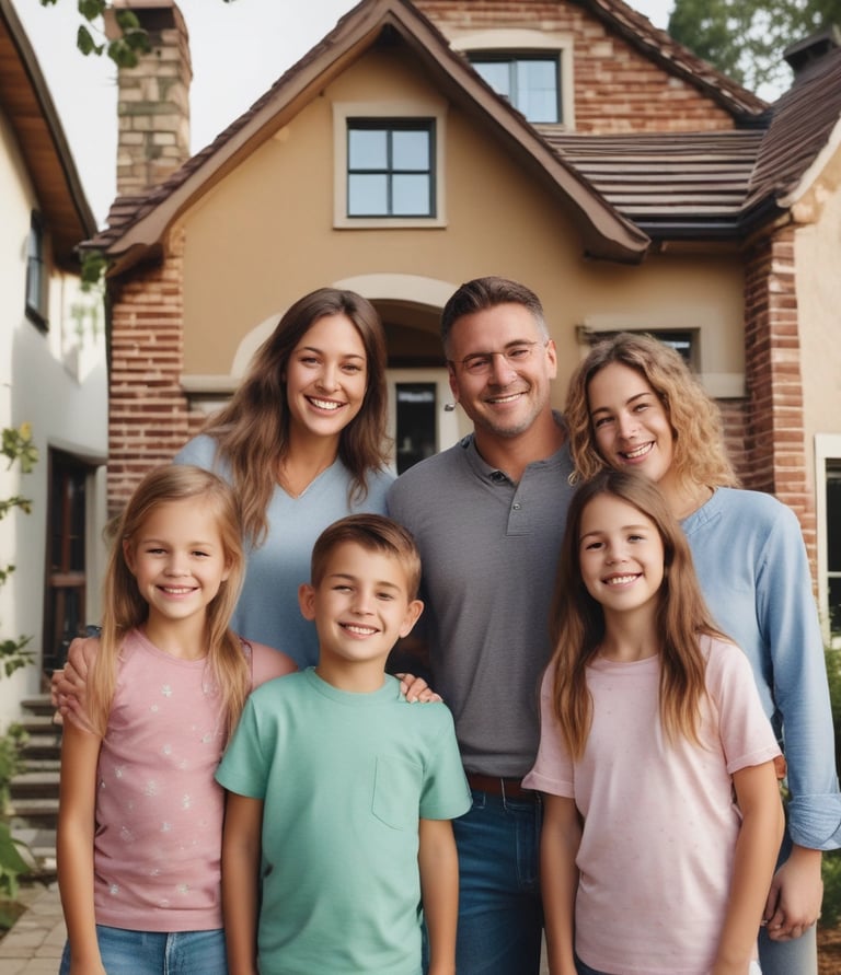 A cozy living room with a family enjoying time together, symbolizing comfort and belonging.