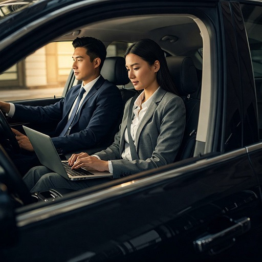 private driver of hiresafedriver with business lady in dubai