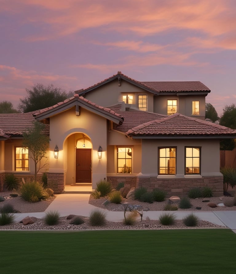 A beautiful suburban home with a tile roof in Phoenix