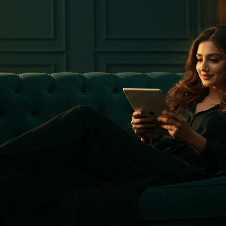 Women using control panel in hand to control smart home 