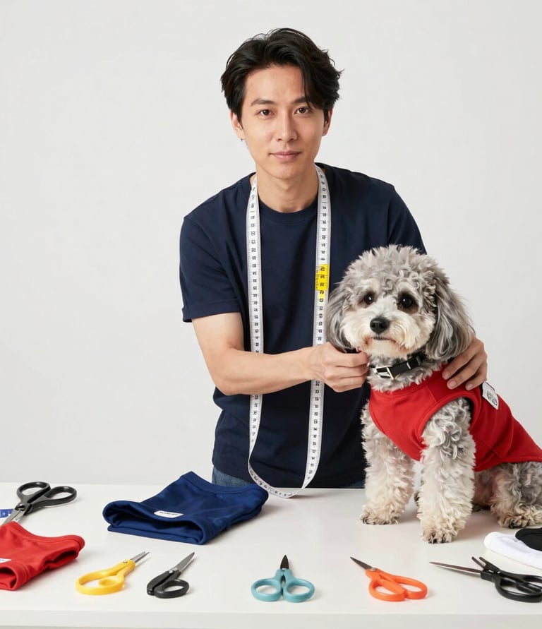 foto de una persona que trabaja confeccionando ropa para perros