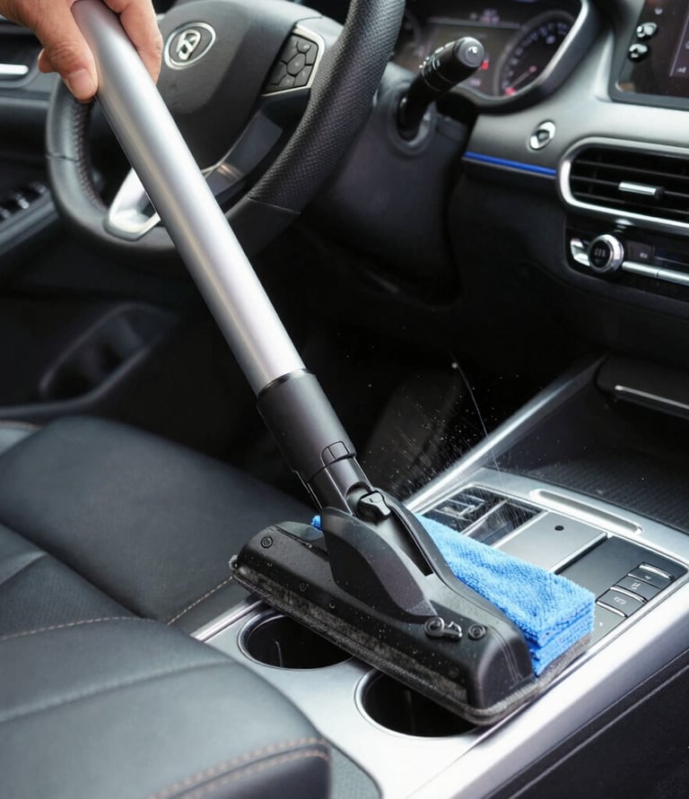 Happy customers receiving keys from a Go Drive Auto Rental agent beside a lineup of available rental cars.