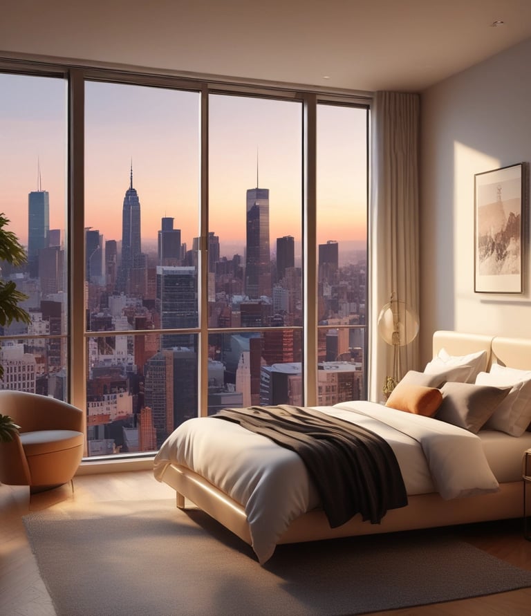 A friendly real estate agent showing a family a cozy Medellín apartment.