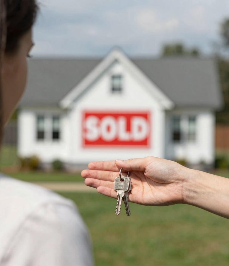 A friendly mortgage broker sitting with a young couple, reviewing home loan options in a cozy office.
