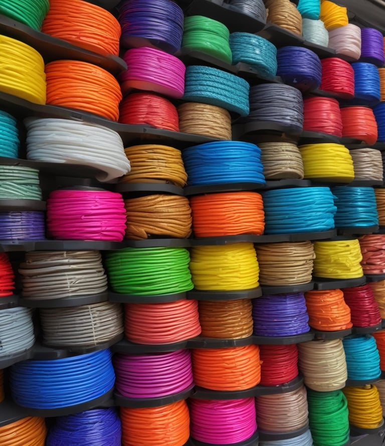 colourful 3d printing filament rolls