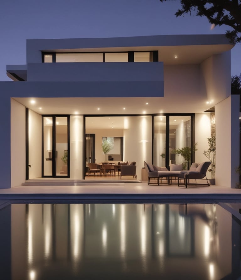 Ornate building illuminated at night