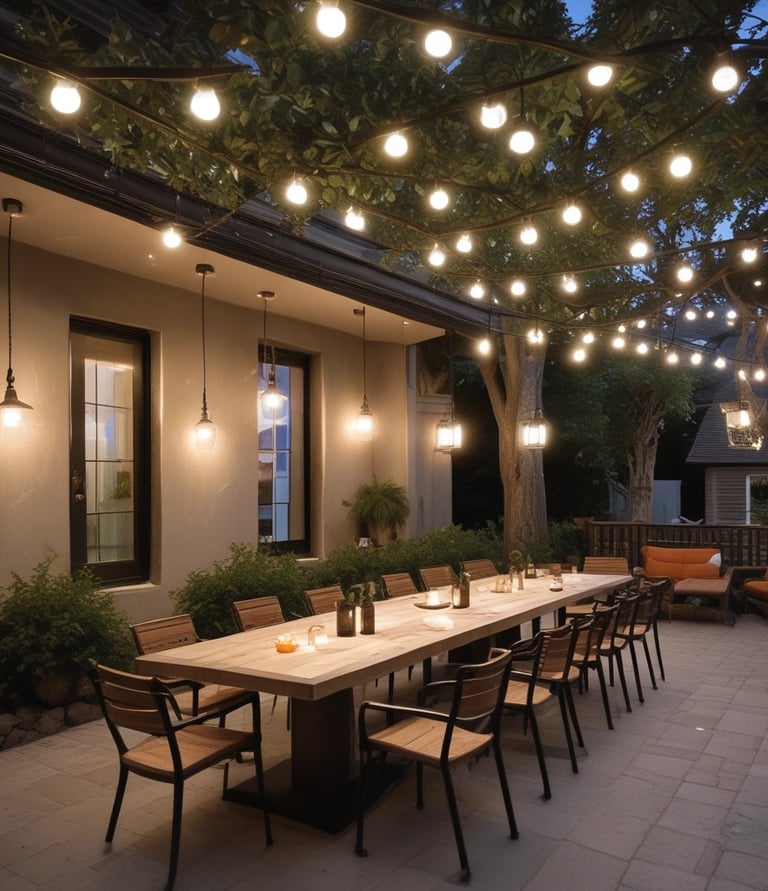 Warm outdoor LED lighting highlighting a contemporary garden pathway at dusk.