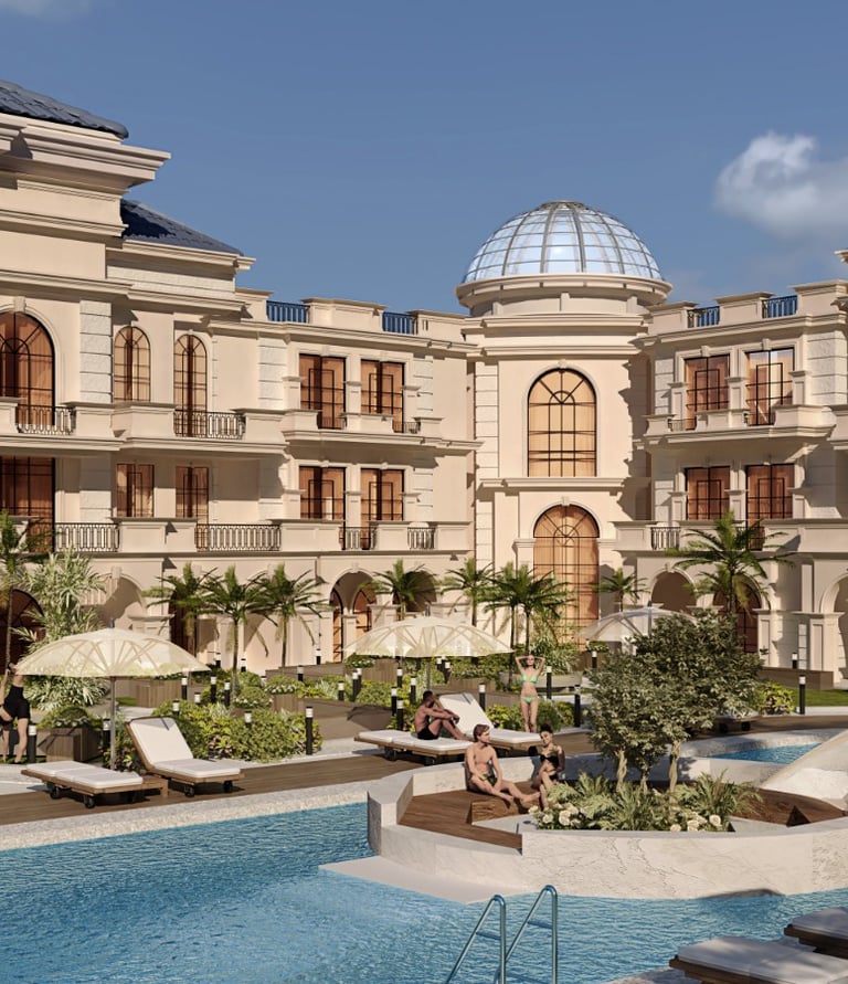 Swimming pool area at Aurora Palace Compound Hurghada