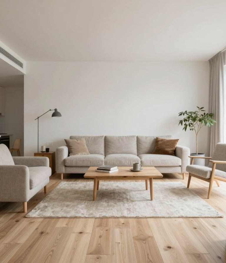 A welcoming office space with navy blue and gold accents reflecting professionalism.