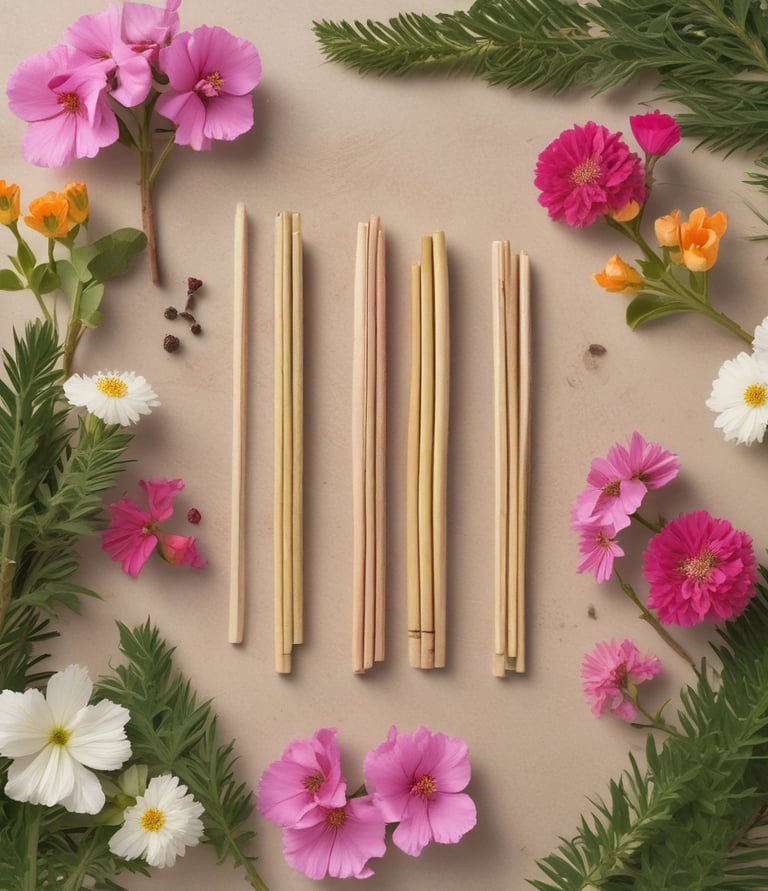 A minimalist, luxurious setting featuring aura rituals incense burning gently beside a cozy reading nook.