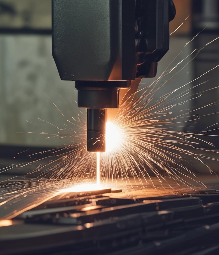 Modern steel structure showcasing urban furniture and metalworks under vibrant lighting.