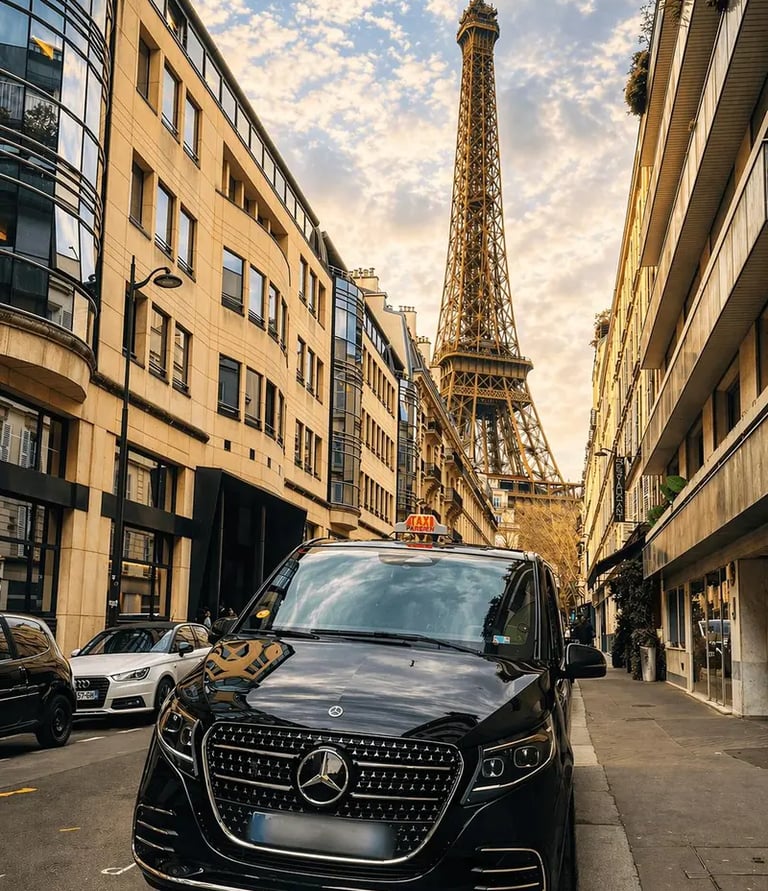 VIP Mercedes van transfer near Eiffel Tower Paris