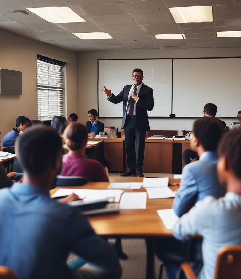 A group of diverse Asian students engaged in a lively legal studies class.