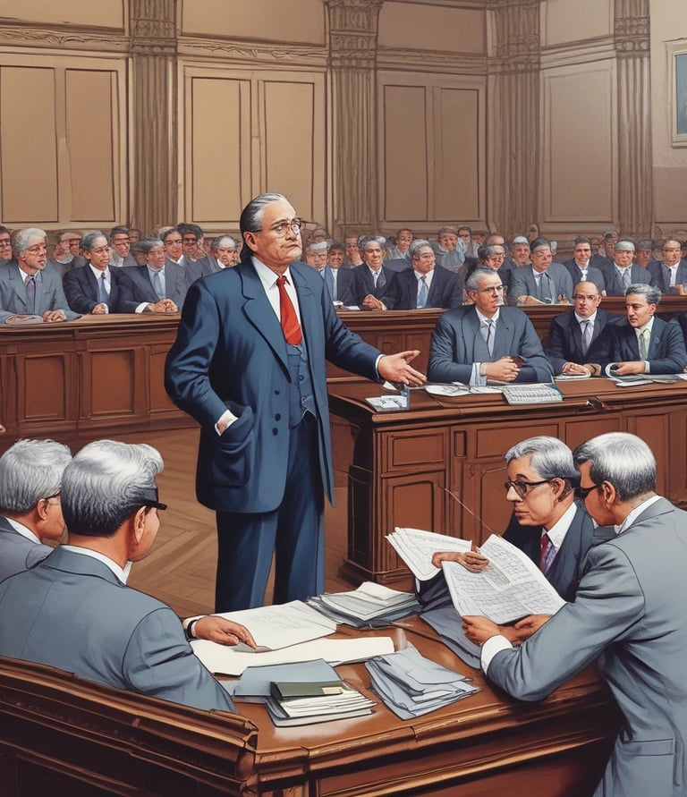 An Asian legal professional warmly advising a client in a bright office.