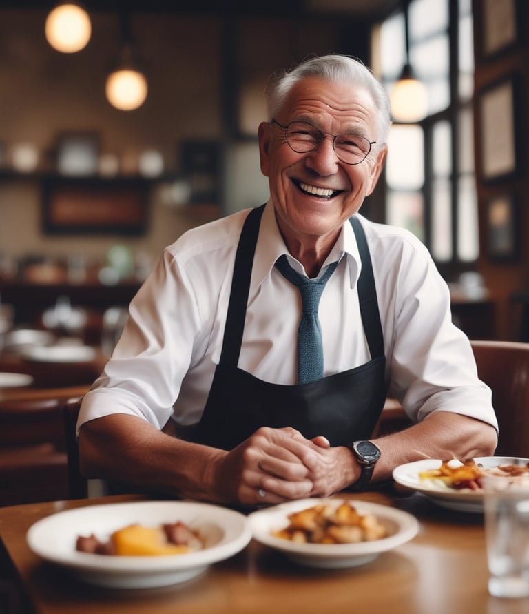 A consultant reviewing restaurant financial charts with a small business owner in a cozy dining room.