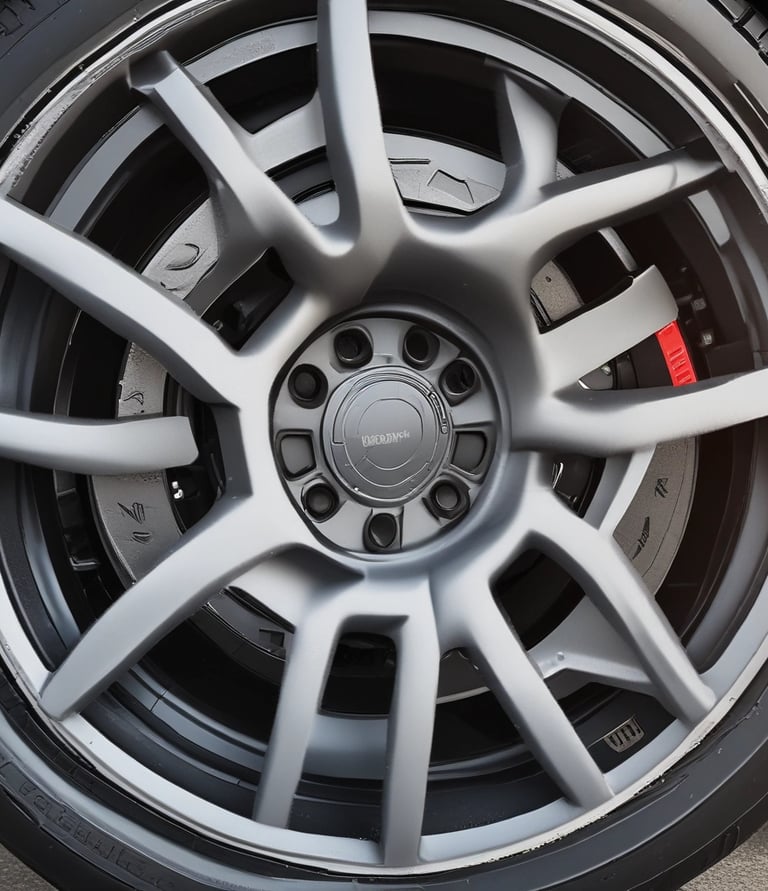 A friendly mechanic inspecting a car tire inside a cozy auto shop.