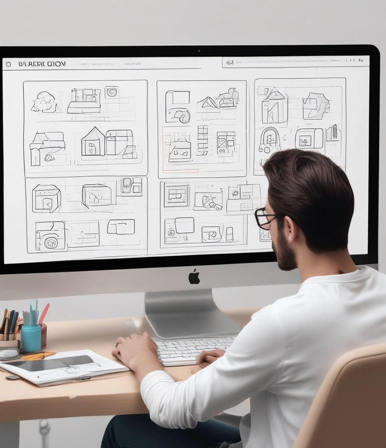 A friendly team collaborating around a modern digital workspace with vibrant colors.