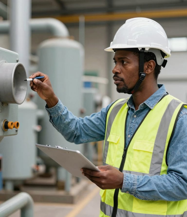 Professional team discussing occupational safety plans in a modern office setting.