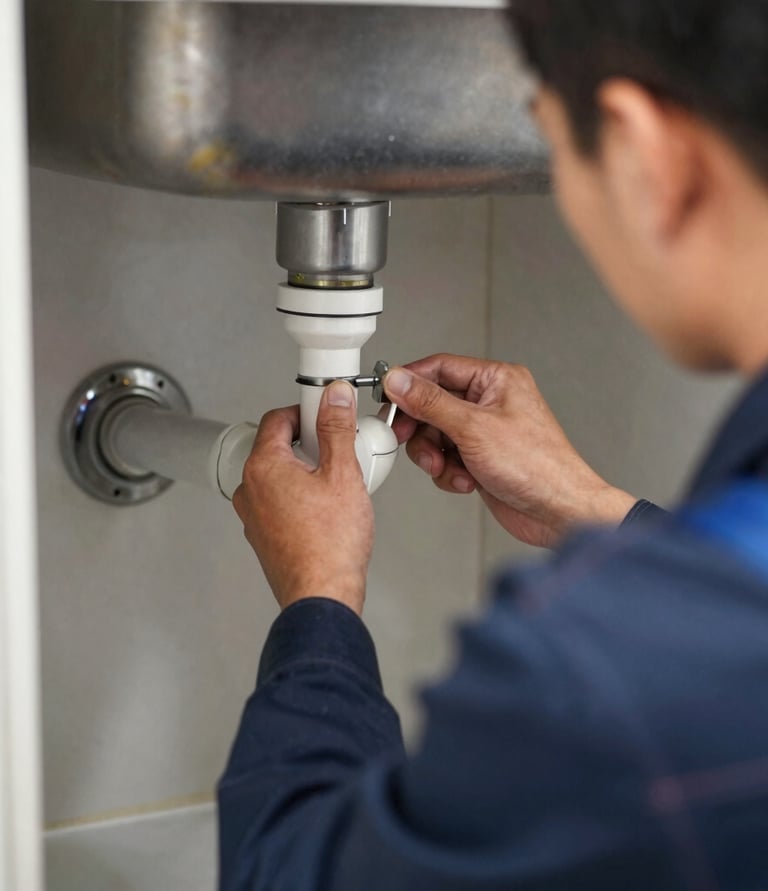 Skilled mason working on brick wall restoration under natural light.