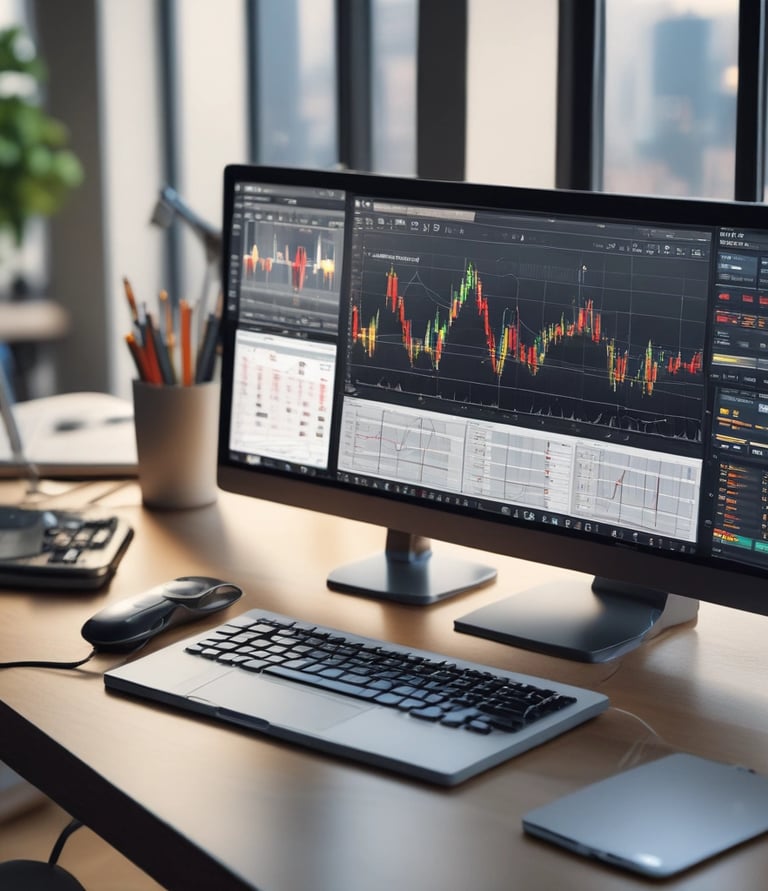 Close-up of hands analyzing gold market data on a tablet with myshare_finance branding.