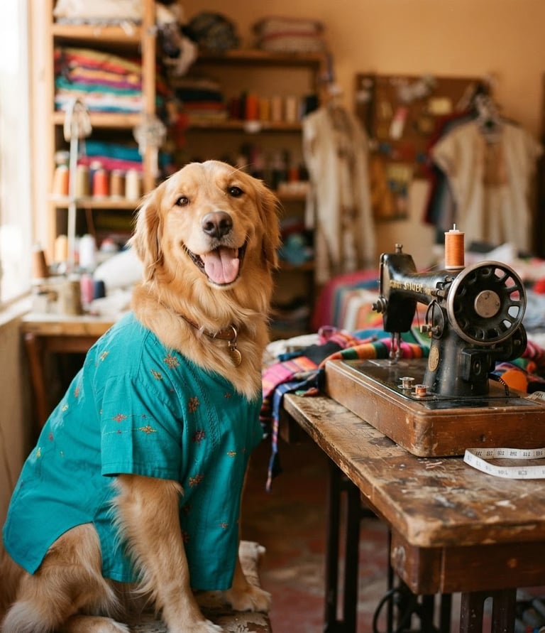 Golden en taller de costura