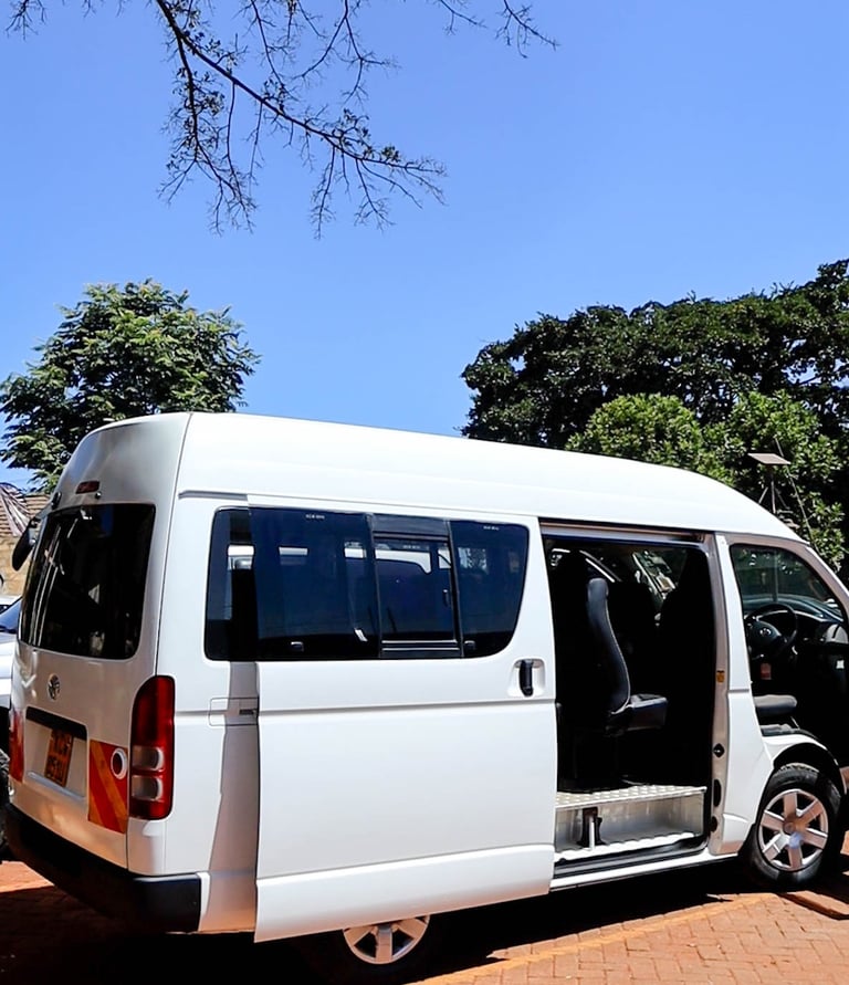 White Toyota Hiace at Vanna Ventures' premises for check-up