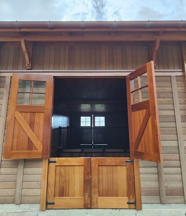 Stables barn doors outside new build