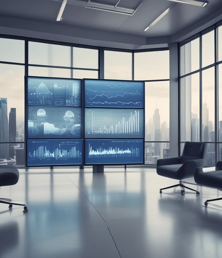 Professional business team analyzing logistics data in a modern office setting