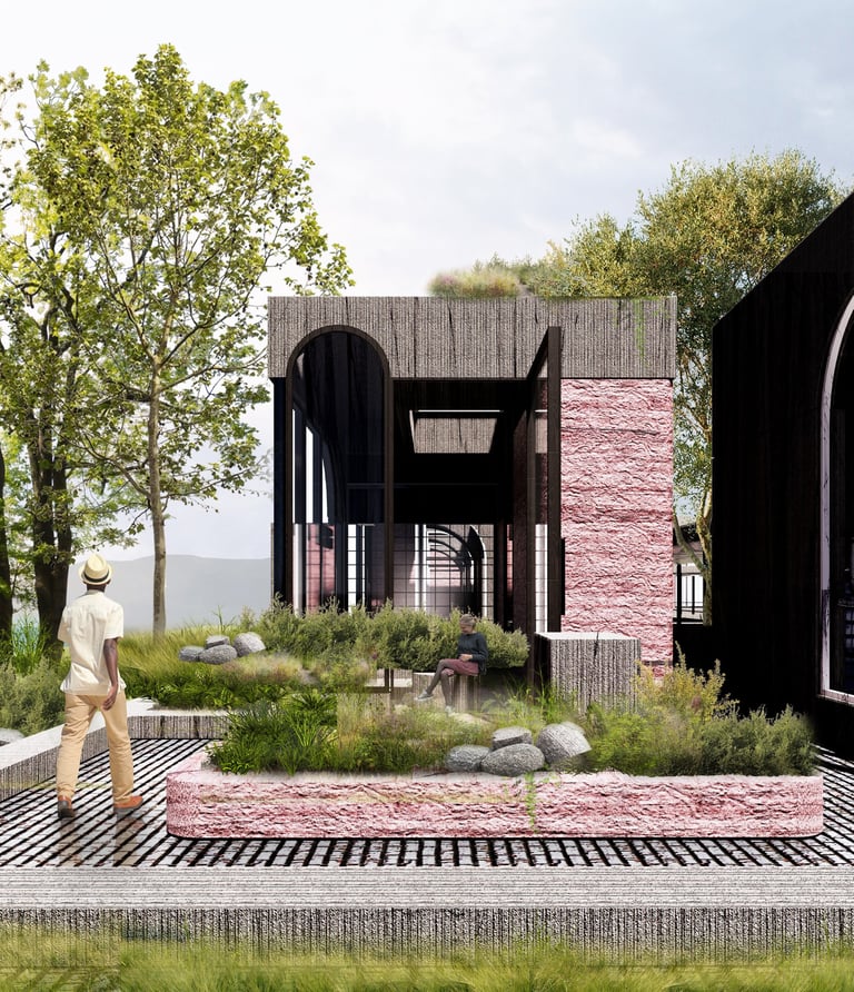 This image displays the exterior of the eye hospital project in Scotland, United Kingdom. 