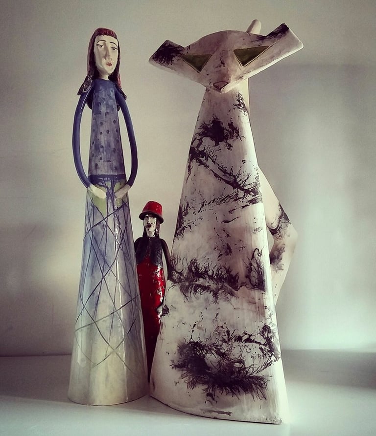 femme sculpture céramique poterie Bordeaux chat