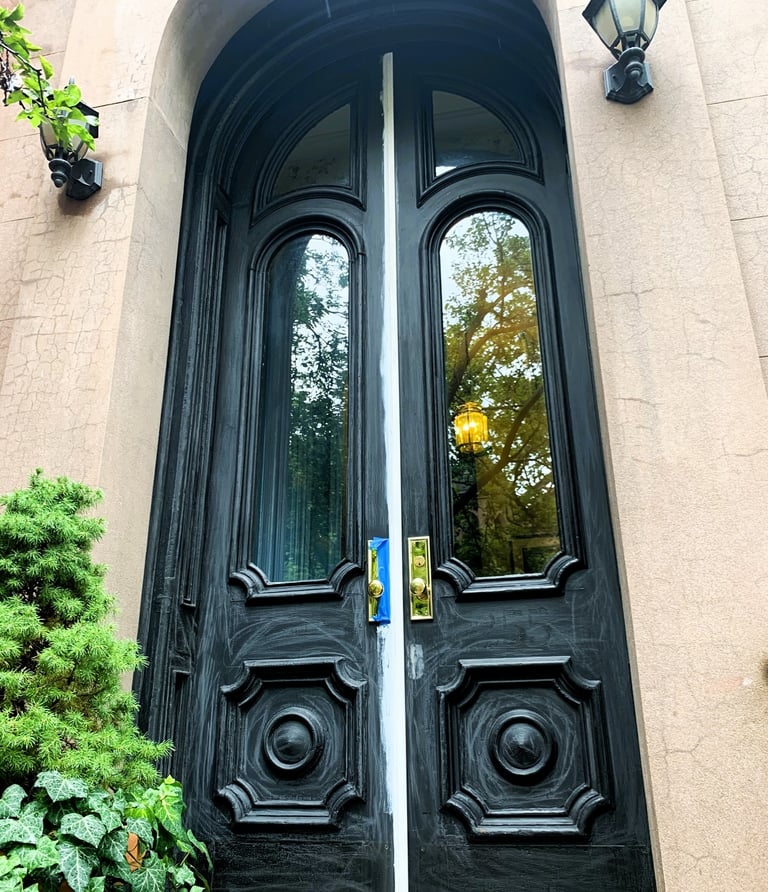 Carpentry and painting entrance doorway
