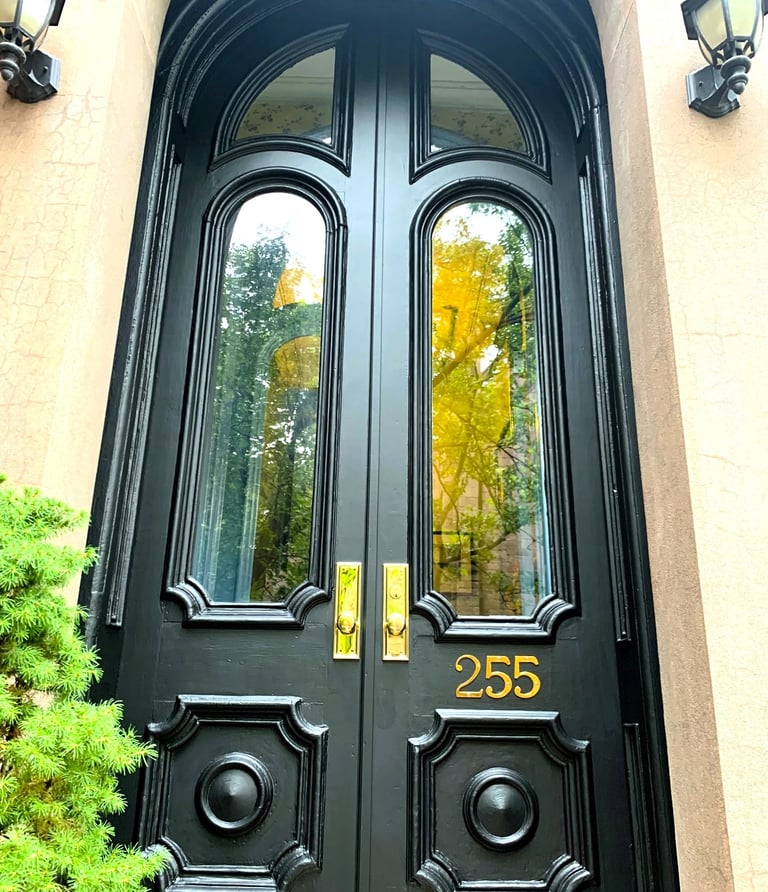 Carpentry and painting entrance doorway