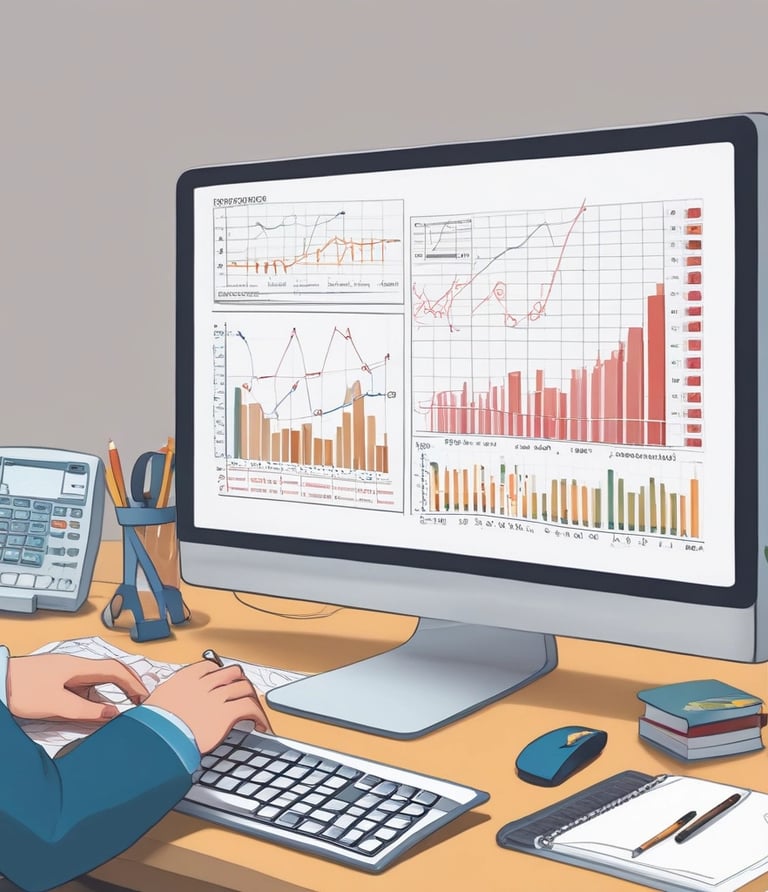 A welcoming workspace with a laptop displaying QuickBooks Online and a neat stack of financial documents.