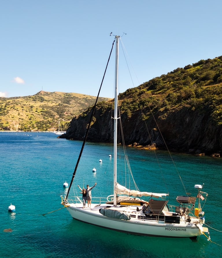 Moved onto our sailboat on Catalina Island. 1989 Catalina 36 Sailboat