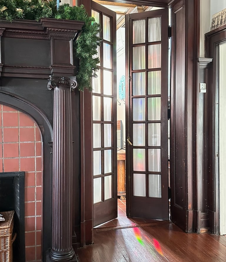 french doors of the bathroom Garland Vaughan Suite 2123 Rivermont Lynchburg VA