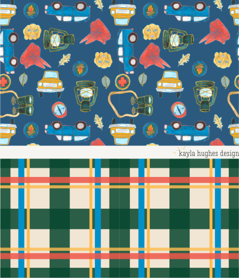 a fun pattern with different camping elements